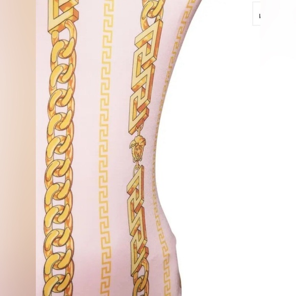 Versace chain pinstripe one-piece swimsuit pink gold NWT - Picture 4 of 8